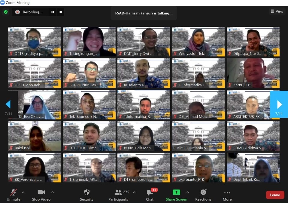 Sebagian para pimpinan ITS yang hadir mengikuti Raker dan Sekolah Kepemimpinan ITS 2021 secara virtual