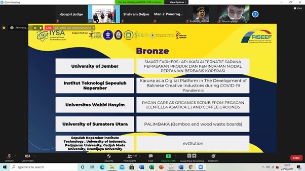 Tim-tim mahasiswa ITS juga berhasil membawa pulang medali perunggu di ajang AISEEF 2021