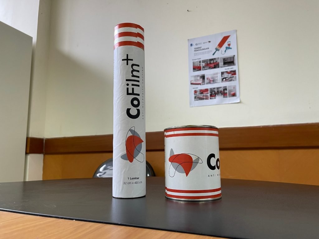 CoFilm+, cat pelapis dan stiker yang menggunakan teknologi Nano Copper yang mampu membunuh virus