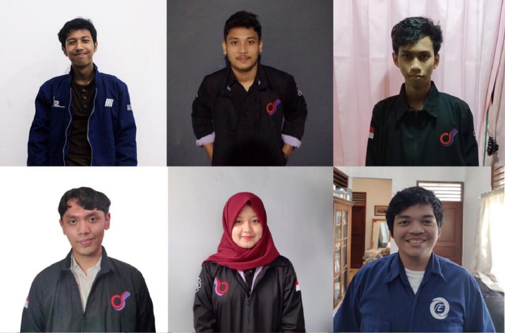 (dari kiri atas) Daffa Rizdhiya Sadek, Nathaniel Bisma Adyatma, Muhammad Wahyudin, Hammam Dhiyaurrahman, Annisa Ramadhani, dan Hanif Srisubaga Alim