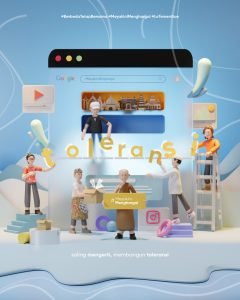 Tampilan poster 3D karya Ramadhani Rijal Isnanda, mahasiswa ITS yang mencerminkan toleransi umat beragama di Indonesia