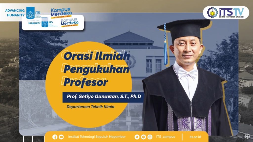 Prof Setiyo Gunawan ST PhD dalam Orasi Ilmiah Pengukuhan Profesor yang dilaksanakan secara daring