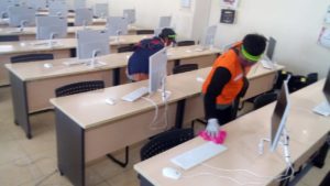 Kondisi Ruang Ujian yang sedang dipersiapkan untuk siap digunakan untuk UTBK