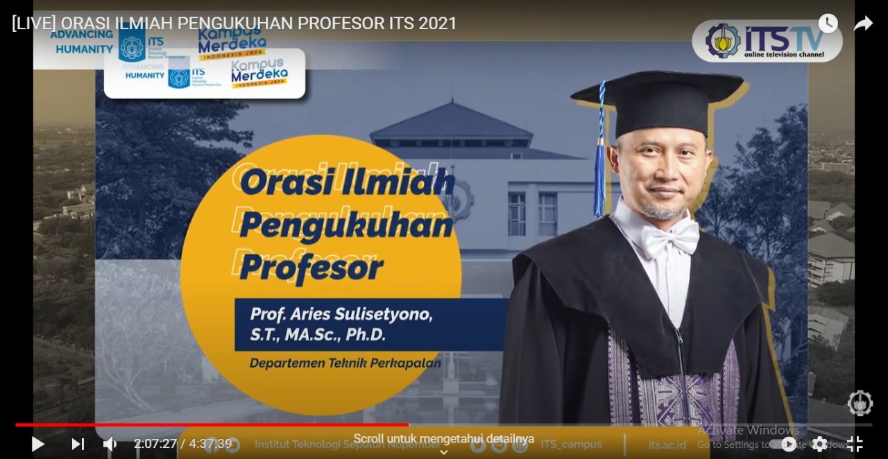 Prof Aries Sulisetyono ST MA SC PhD, Guru Besar ITS dari Departemen Teknik Perkapalan yang baru dikukuhkan