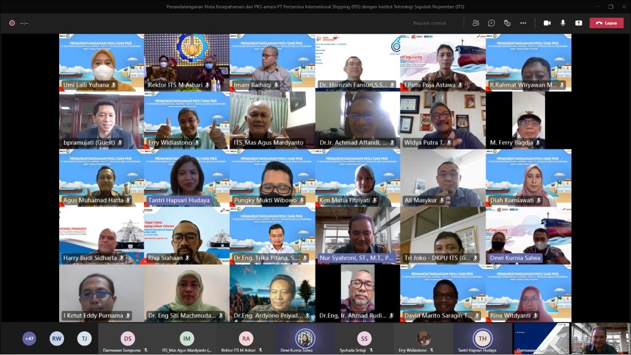 Para undangan yang hadir secara virtual turut menyaksikan penandatanganan MoU dan PKS antara ITS dengan PT Pertamina International Shipping