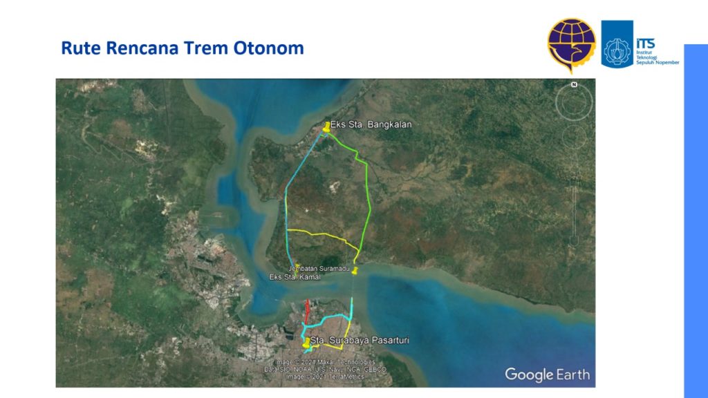 Rencana rute Trem Otonom hasil rancangan Tim Penelitian ART Kota Surabaya