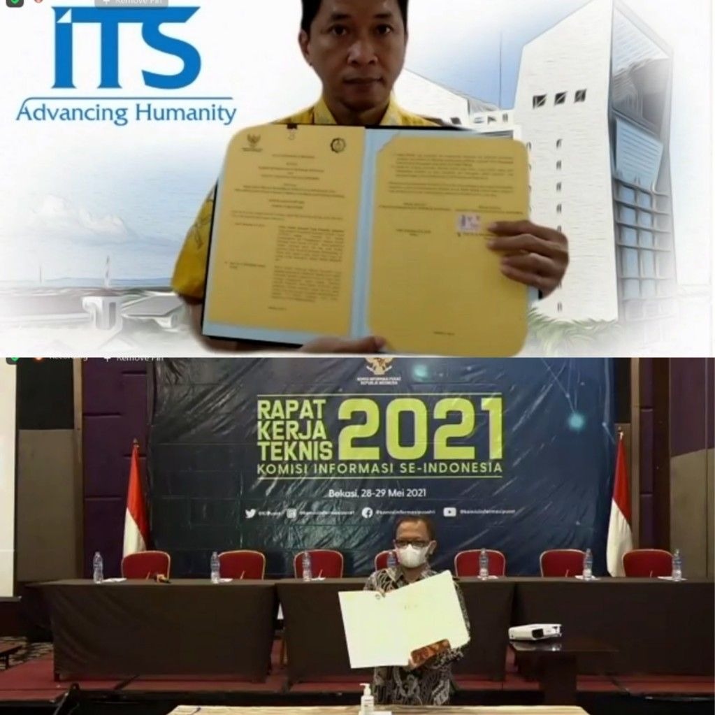 Wakil Rektor IV ITS Bambang Pramujati ST MSc Eng PhD (atas) dan Ketua KIP Gede Narayana (bawah) usai menandatangani MoU