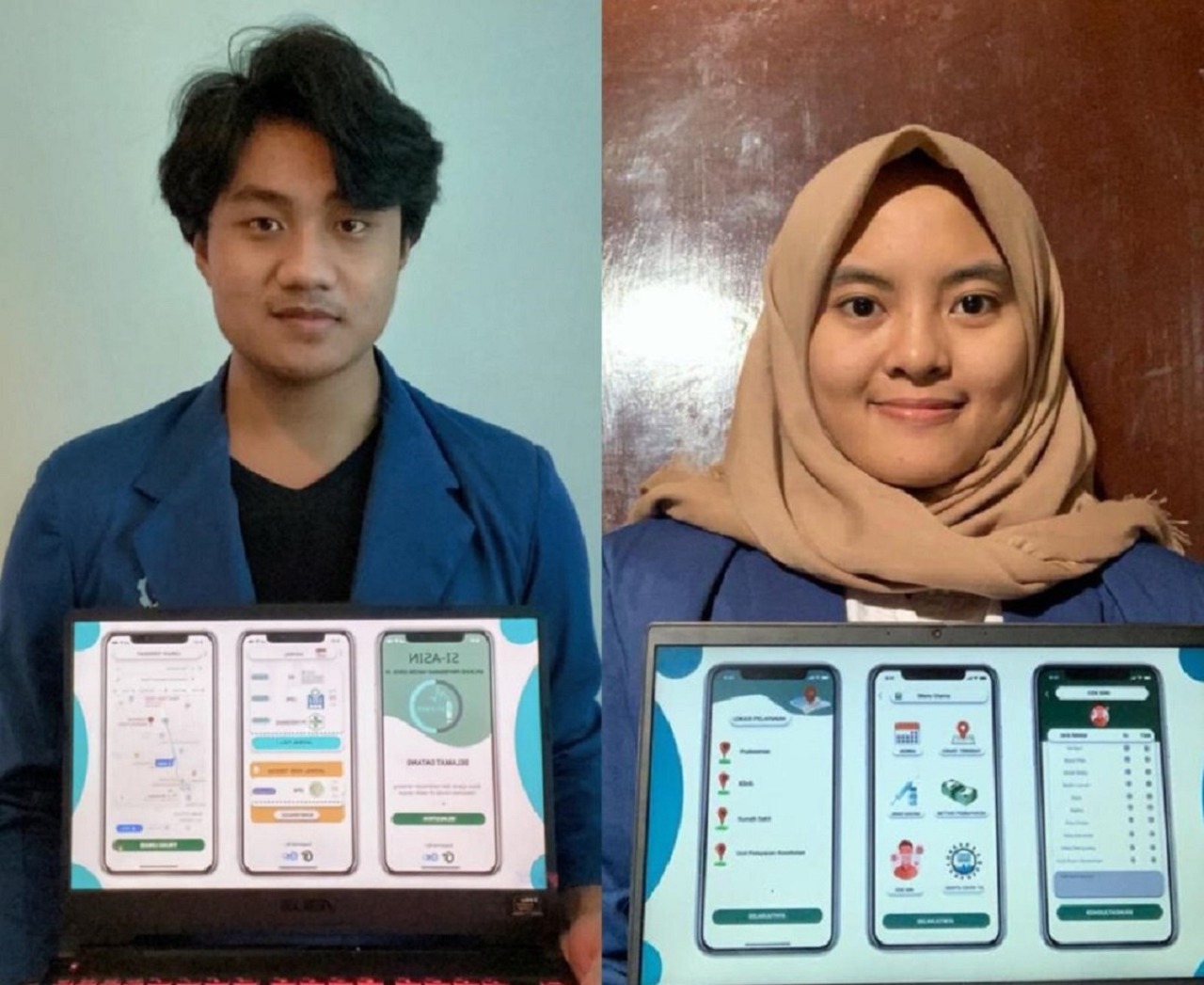 Hansel Pinggala Maheswara (kiri) dan Shirly Maulidina (kanan) memperlihatkan rancangan tampilan SI-ASIN