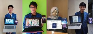 (dari kiri) Singgih Ardiansyah, Raul Ilma Rajasa, Arum Puspa Arianto, dan Ilham Wahyu Eko Prasetyo menunjukkan Include, gagasan tim INO-G ITS