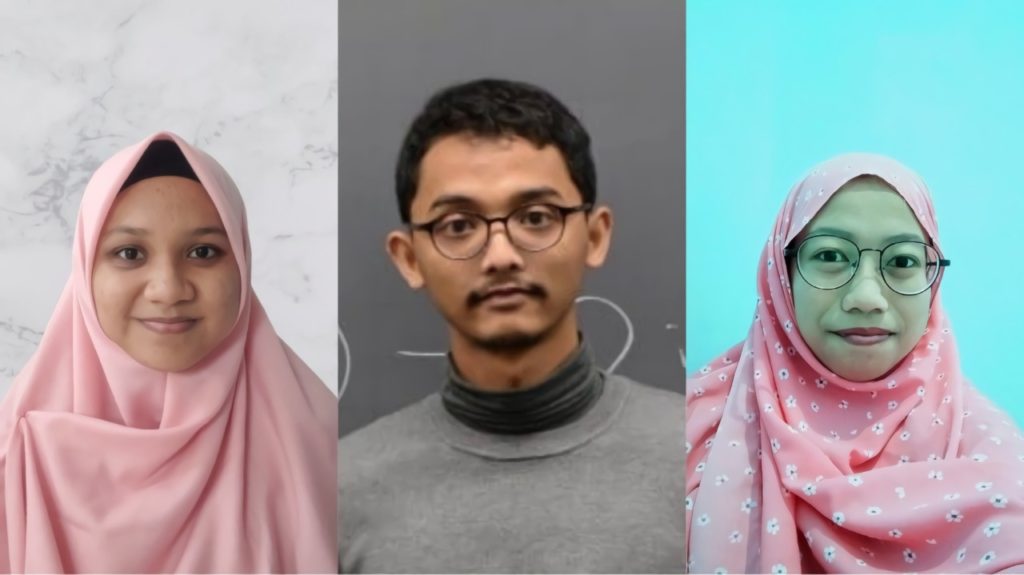 Tiga mahasiswa ITS perancang Bahasa Booster, (dari kiri) Dinda Fadhila, Azzam Jihad Ulhaq, dan Shabrina Nur Lathifatul Afifah yang tergabung dalam tim Bahasa Booster