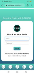 Tampilan halaman login E-Trash, rancangan tim mahasiswa ITS