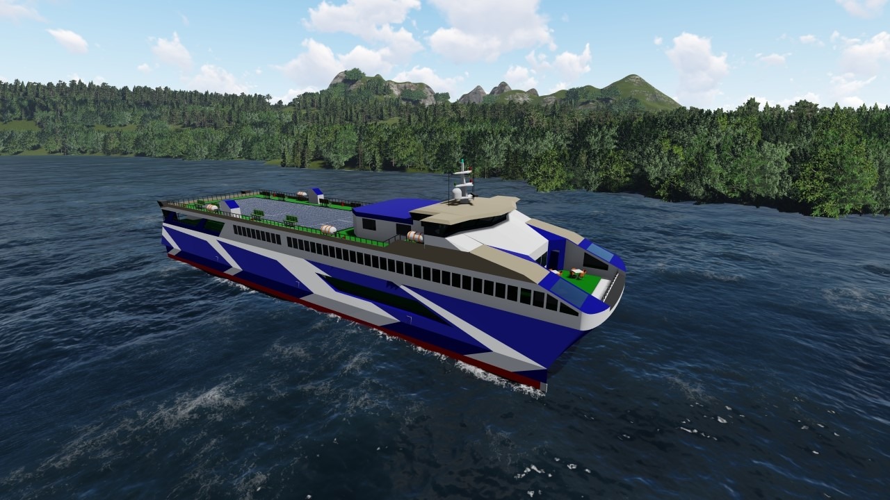 Desain Kapal MV Lanterna karya Tim Nawasena ITS pada International Student Design Competition 2021 yang diselenggarakan oleh Worldwide Ferry Safety Association