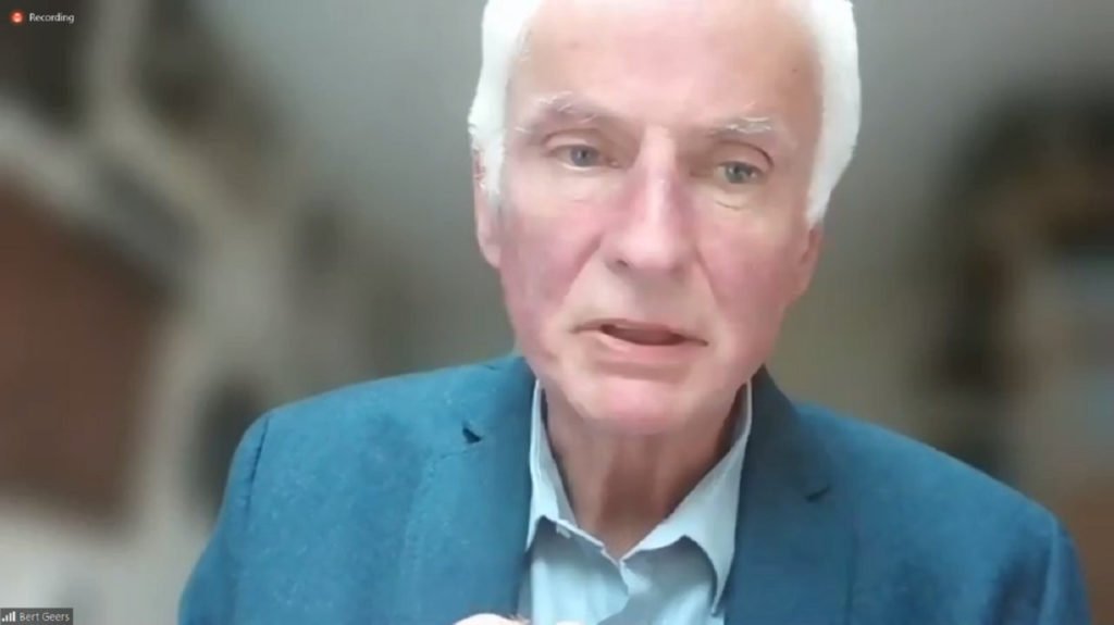 Koordinator program IDN265 Bert Geers ketika menyampaikan pidatonya secara daring