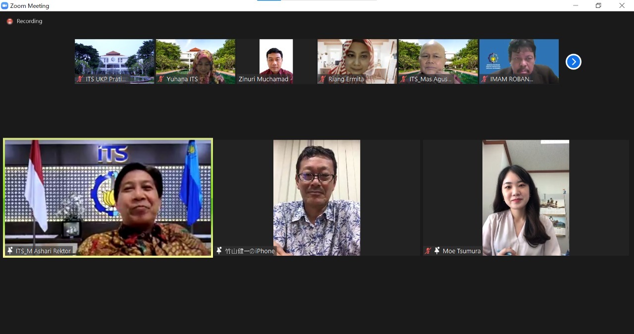 (from left) ITS Rector Prof Dr. Ir Mochamad Ashari MEng, Consul General of Japan Takeyama Kenichi, and representatives of the Japanese Consulate General Moe Tsumura