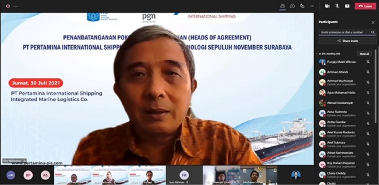 Direktur Utama PT Pertamina International Shipping Erry Widiasto turut memberikan sambutan secara virtual