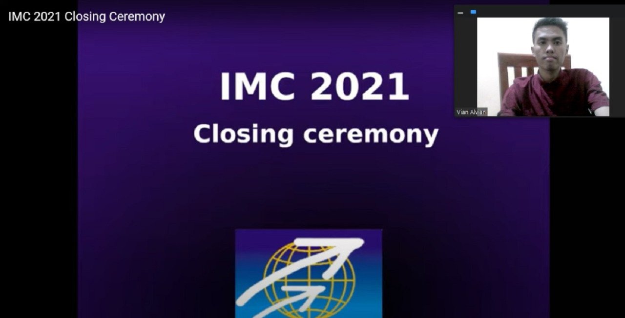 Alvian Alif Hidayatullah, while attending the closing online broadcast ceremony of IMC 2021
