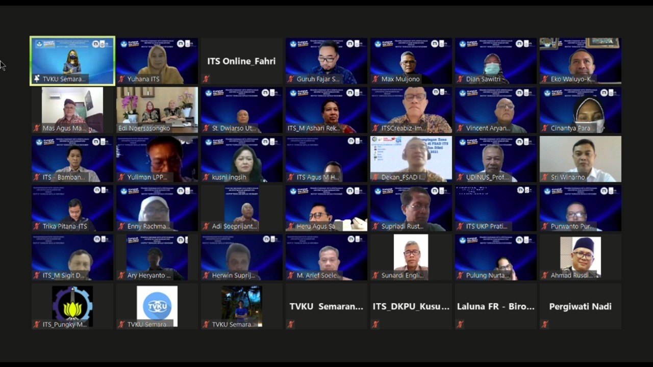 Photo with the ITS and Udinus higher-ups after the signing of the MoU virtually