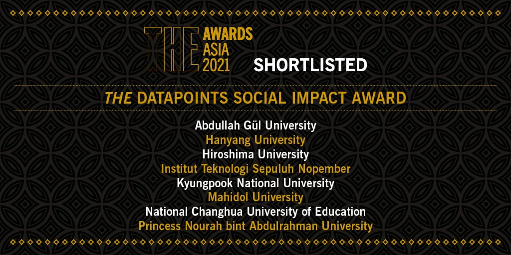 ITS sebagai satu-satunya perguruan tinggi di Indonesia yang masuk dalam nominasi THE DataPoints Social Impact Awards