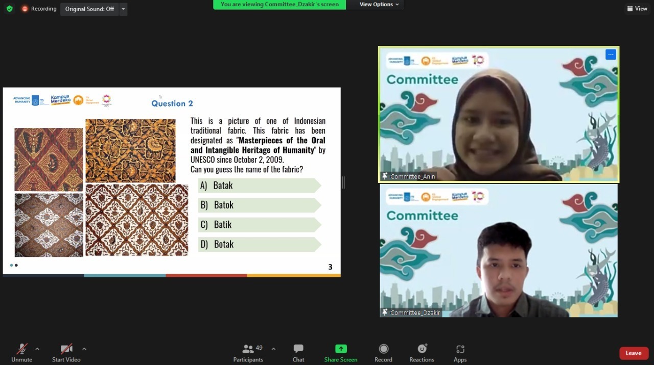 The committee gave a quiz session about traditional culture in Indonesia to CommTECH 2021 – Summer Edition participants from various countries.
