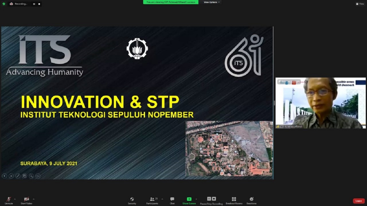 The presentation on Innovation & Science Techno Park by the Director of Innovation and Science Technology Area ITS Dr. Ir Achmad Affandi DEA