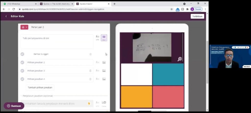 Tutorial penggunaan platform Quizizz sebagai media evaluasi oleh tim KKN Abmas ITS
