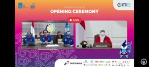 Gubernur Jawa Timur Khofifah Indar Parawansa yang turut hadir secara virtual menyapa dalam Pembukaan Dies Natalis ke-61 ITS