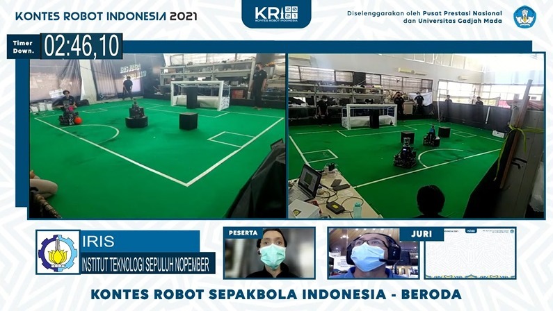 Robot IRIS ITS ketika sedang berlomba di kontes KRSI-Beroda pada KRI 2021 secara daring