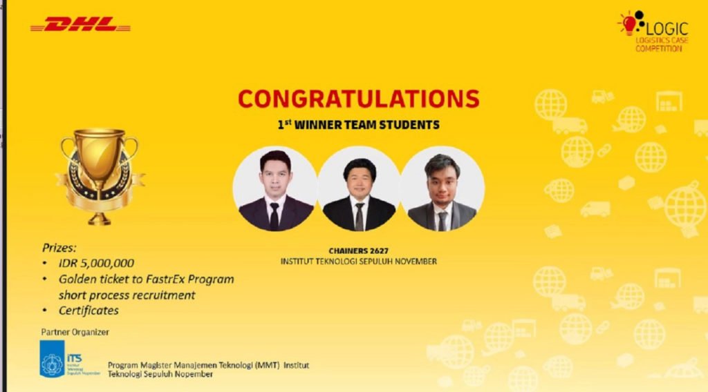 Tim Chainers2627 saat berhasil merebut juara pertama pada DHL Logistic Case Competition