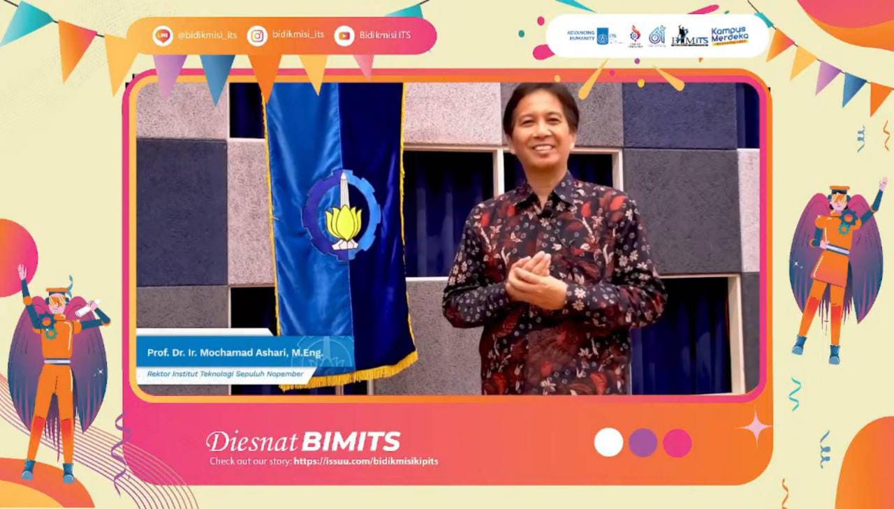 Sambutan secara virtual sekaligus ucapan Dies Natalis Satu Dekade kepada Bidikmisi ITS (BIMITS) oleh Rektor ITS Prof Dr Ir Mochamad Ashari MEng