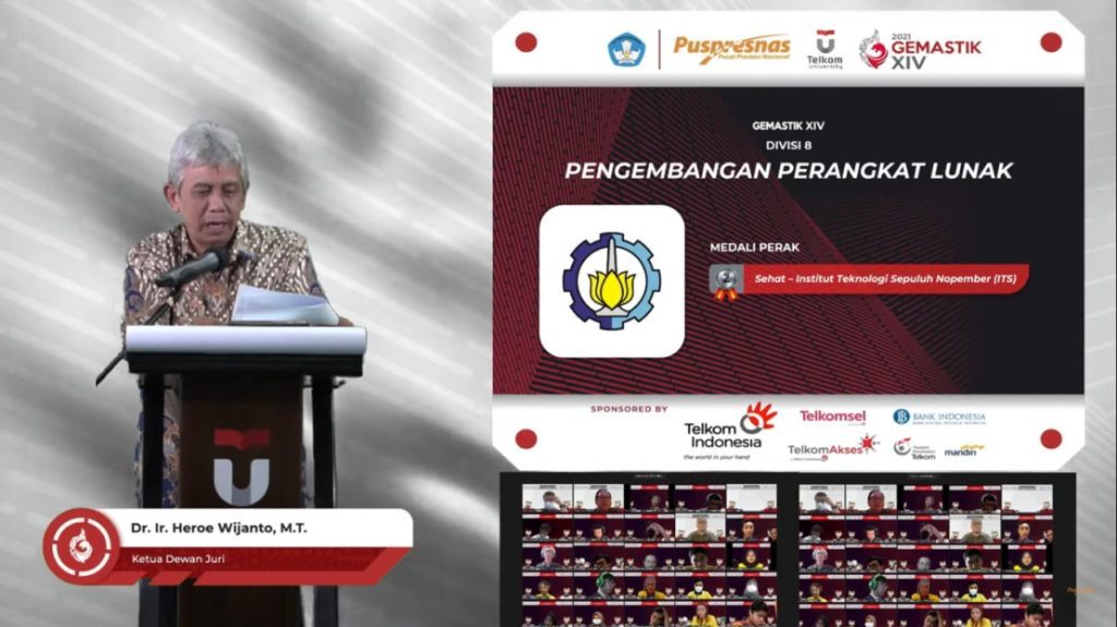 Tim Sehat ketika berhasil meraih medali perak dalam lomba Pengembangan Perangkat Lunak (PPL) Gemastik XIV