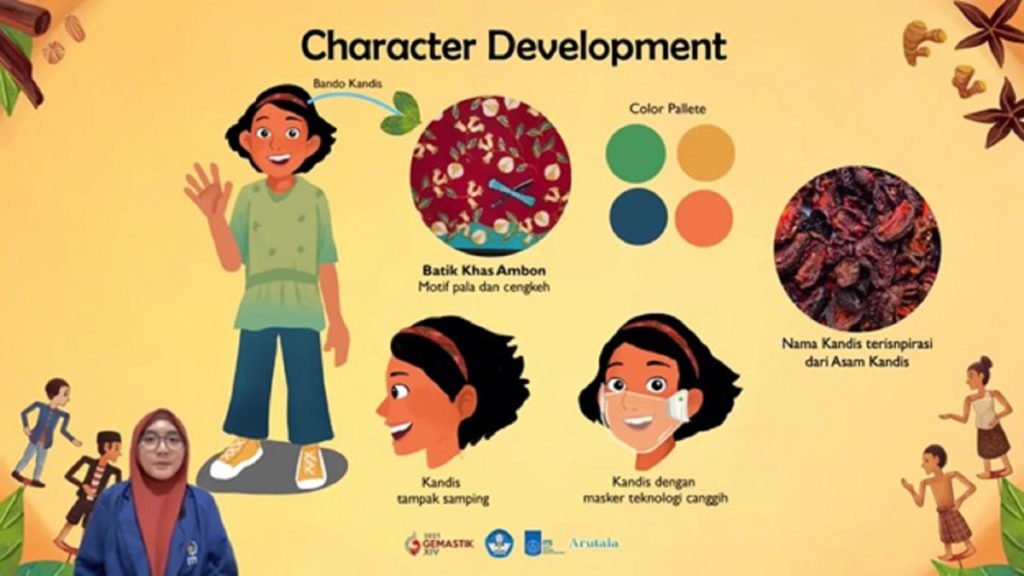 Zahirah Salma Nuha saat menjelaskan tokoh animasi bernama Kandis (Sumber dari YouTube Arutala)