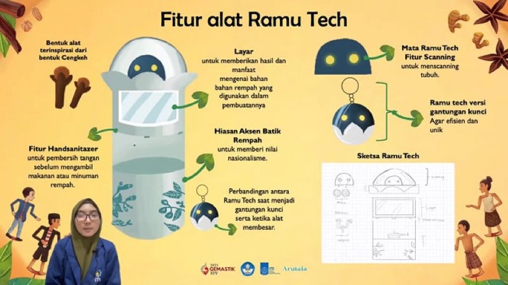 Zahra Fitriyah Muna saat memaparkan tentang Alat Ramu Tech (Sumber dari Youtube Arutala)