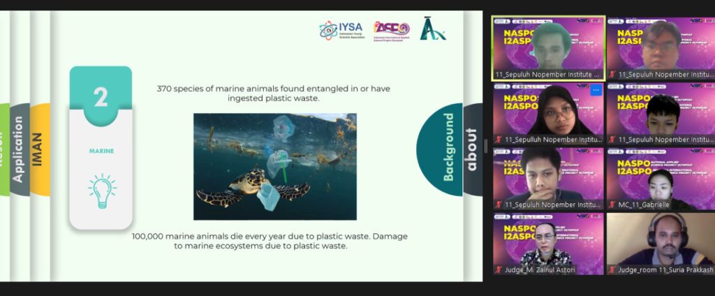 Farhan Fadlurrahman Sutrisno (top right) with his members when presenting IMAN products