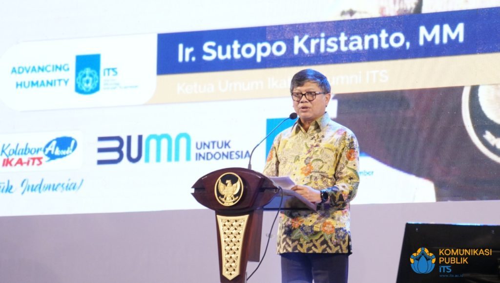 Ketua Umum PP IKA ITS Ir Sutopo Kristanto MM turut menyampaikan sambutan dalam acara  Peluncuran Struktur Kepemrakarsaan Bisnis Ocean Farm ITS (OFITS) dan Padi Ratun R5