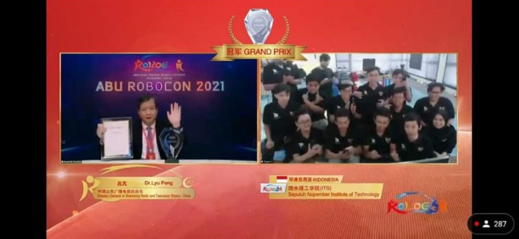 ITS RIOT team, when declared to have won the Grand Pix title or First Place in ABU Robocon 2021 online