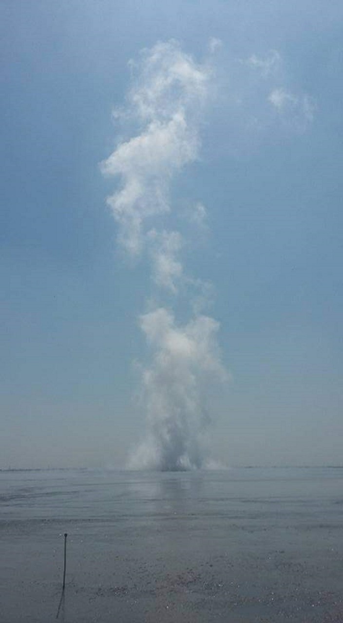 Luapan air lumpur Sidoarjo yang terlihat saat dilakukan penelitian oleh ITS pada 2016 lalu