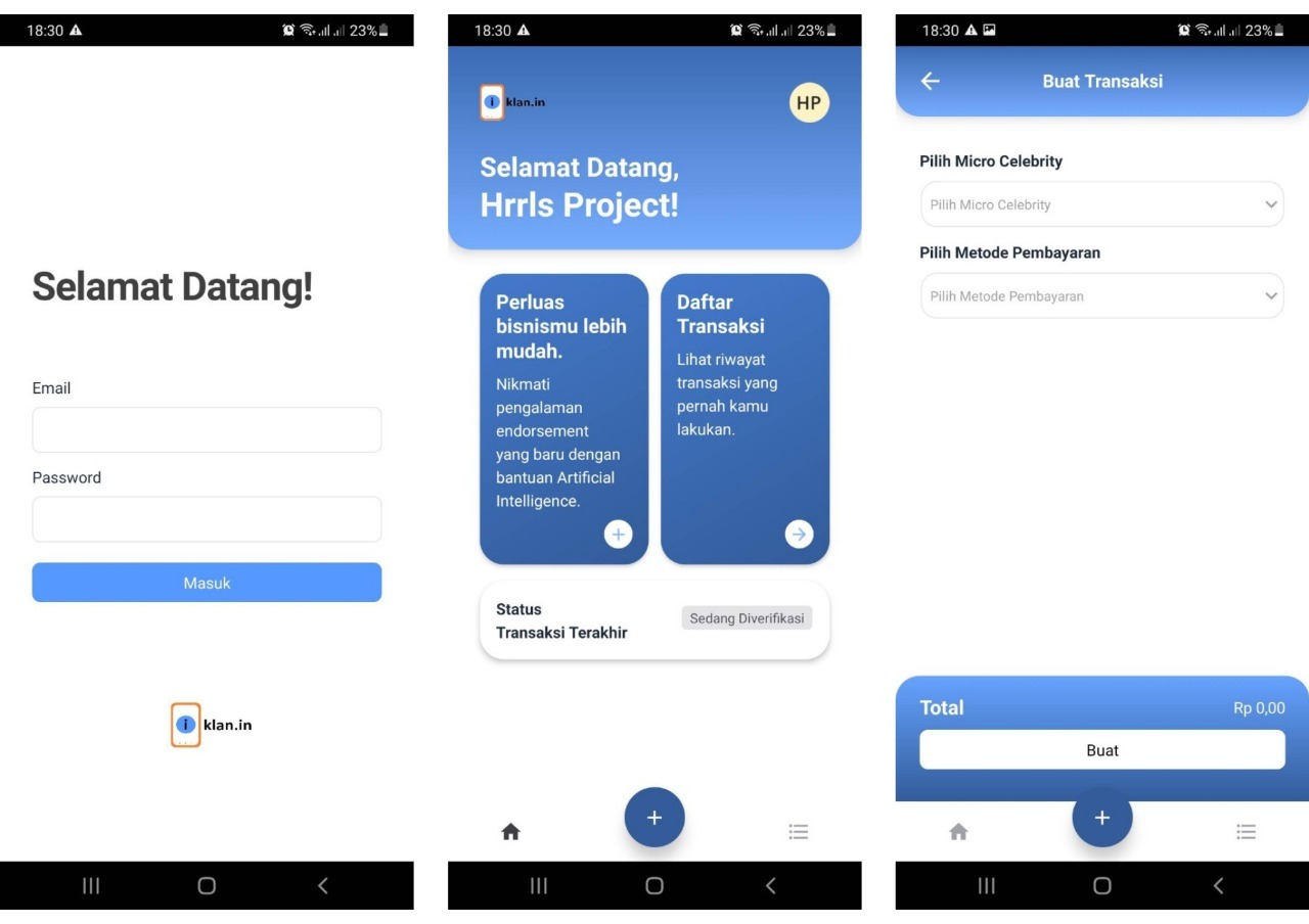 Tampilan platform Ngiklan Yuk yang diakses lewat smartphone Android