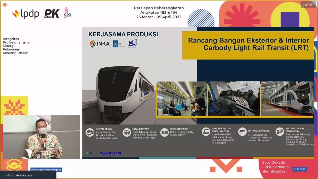 Salah satu contoh kontribusi ITS dengan bantuan kerja sama oleh PT INKA Madiun