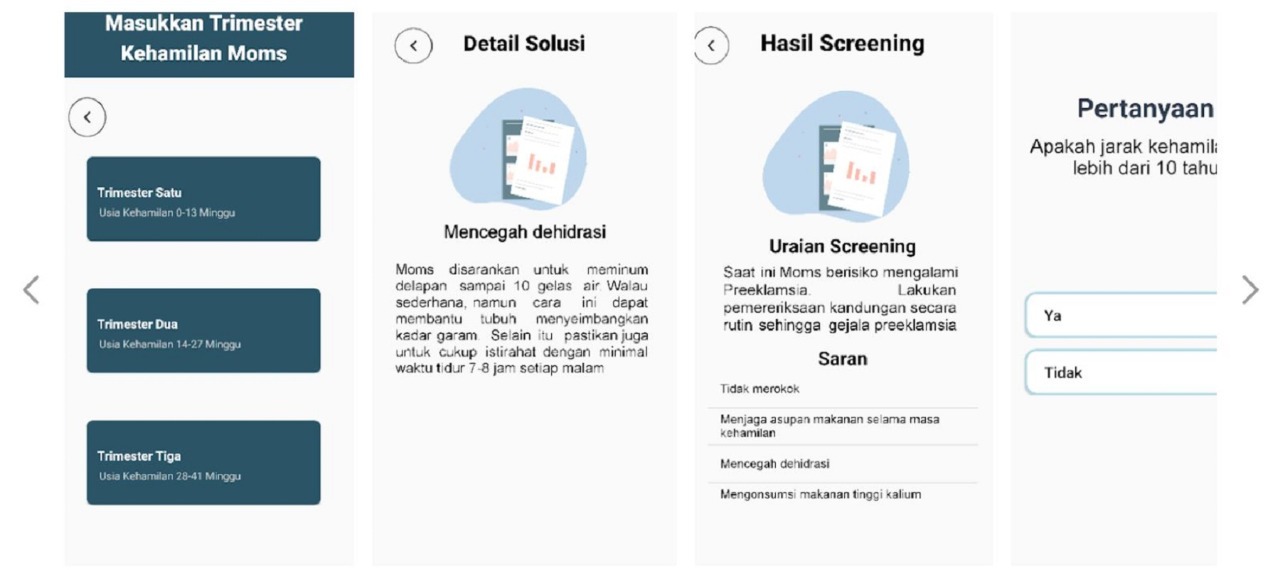 Contoh tampilan antarmuka aplikasi Bumil Bahagia yang kini dapat diunduh melalui Google PlayStore