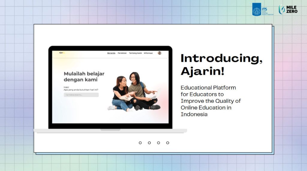 Tampilan platform website Ajarin, karya mahasiswa ITS yang menampilkan halaman berandanya