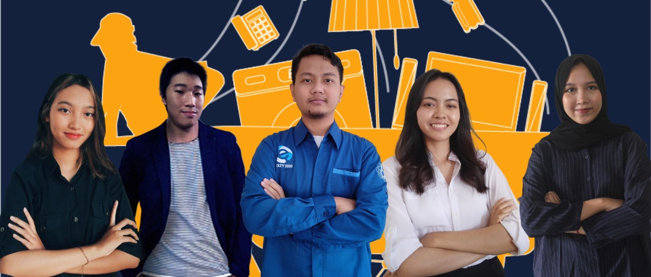 (dari kiri) Annisyah Amelia Fadhilah, Farid Cenreng, Muhammad Adib Afkari, Cellerina Yolanda Evitasari, dan Shafira Cahyasakti, tim mahasiswa ITS yang menggagas Rongsokin