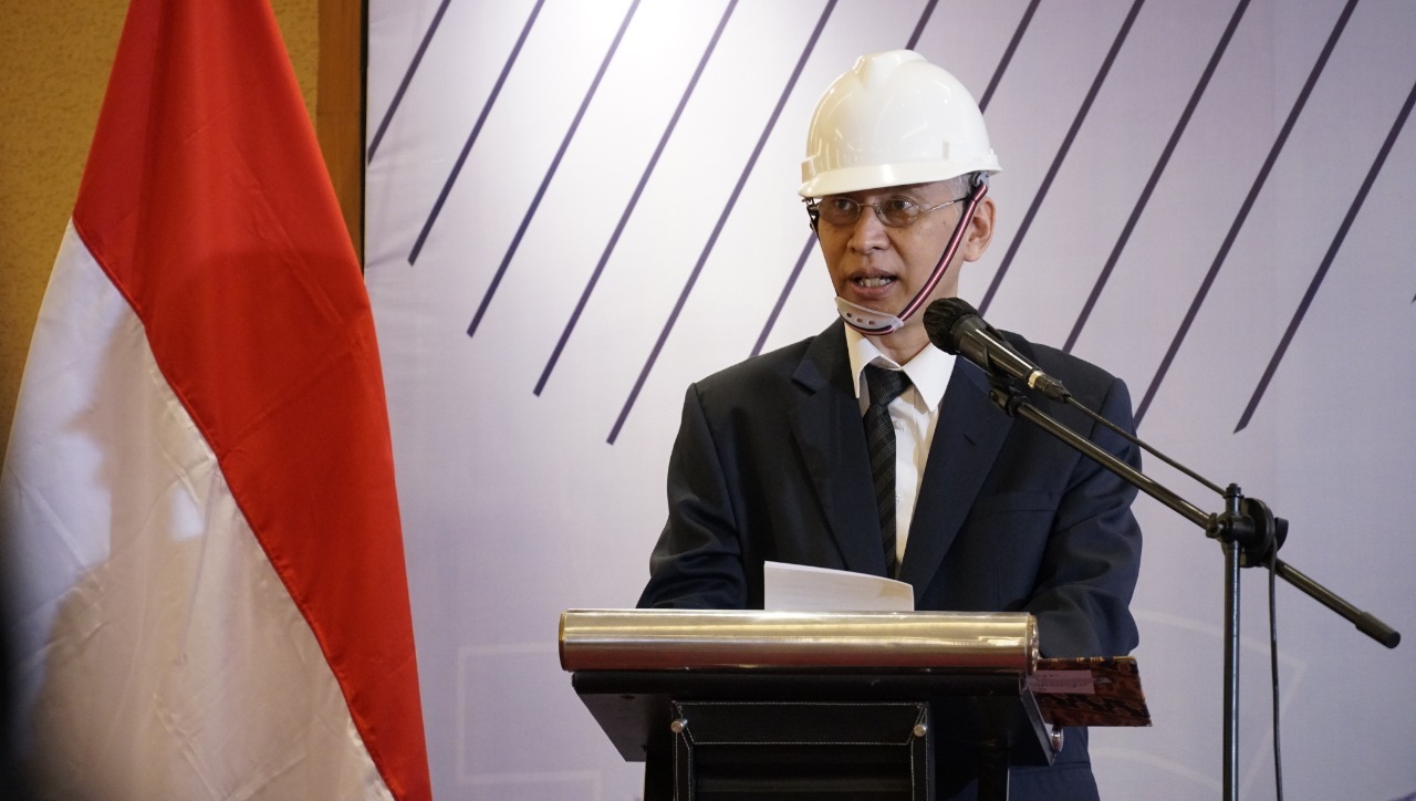 Ketua Persatuan Insinyur Indonesia Wilayah Jawa Timur Prof Dr Ir Mohammad Bisri MS IPU ketika menyampaikan sambutannya