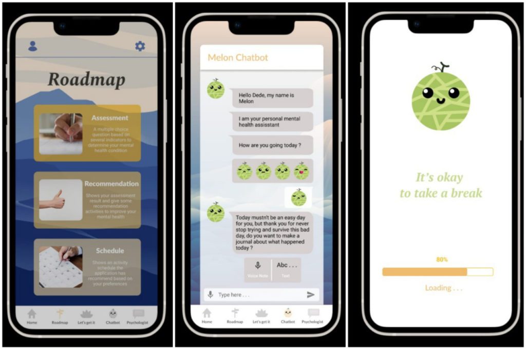 Berbagai fitur aplikasi MELON yang digagas tim mahasiswa ITS guna membantu para penderita gangguan mental