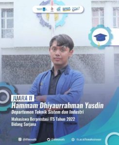 Aktif Berkompetisi, Hammam Berhasil Sabet Juara 2 Mawapres ITS