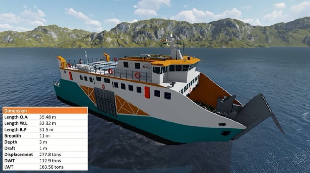 Bentuk lambung kapal MV Lakhsmi milik Tim Nawasena ITS yang dirancang menggunakan lambung berbentuk Landing Craft Tank untuk menyesuaikan dengan seabed di Sungai Brahmaputra, India yang rendah