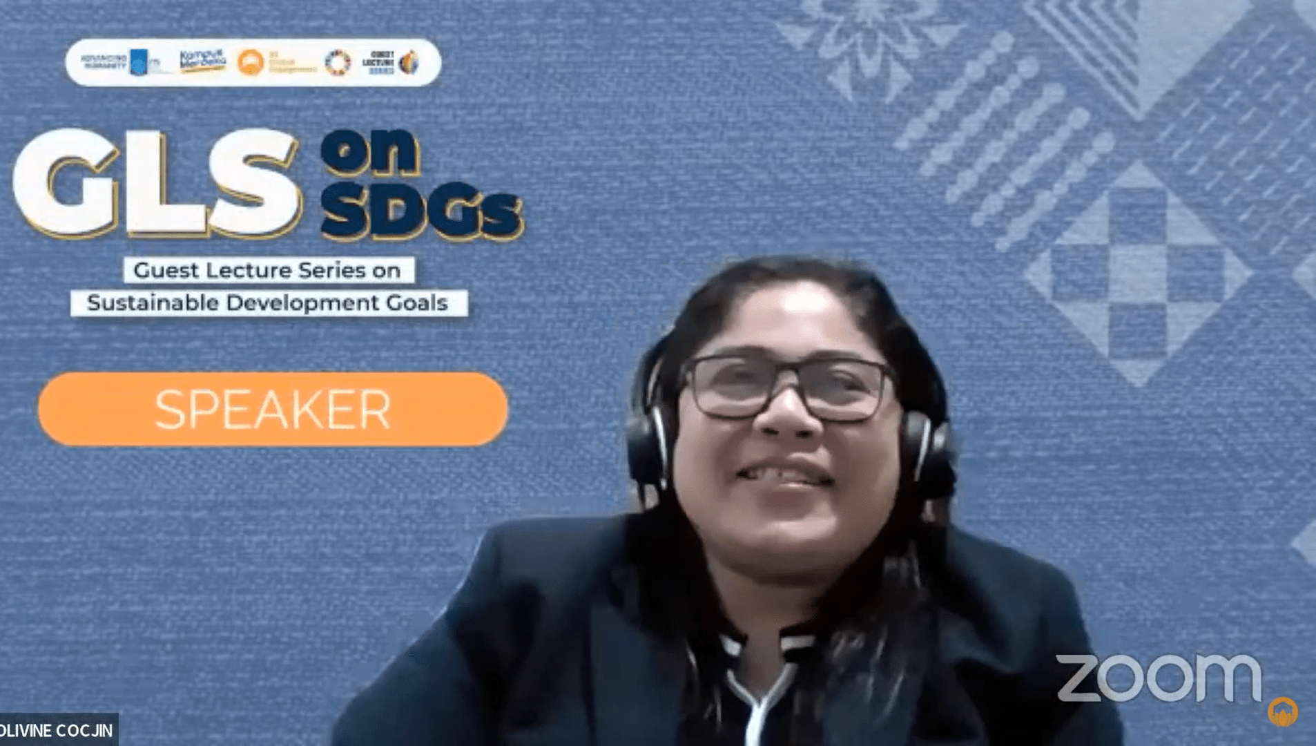 Asisten Profesor di San Pedro College Philippines, Olivine Ivy Cocjin menjadi panelis pada webinar yang diselenggarakan oleh ITS Global Engagement yang membahas hubungan internasional pada perekonomian