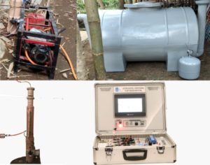 (dari kiri atas) Generator set (genset) biogas, bio digester atau reaktor, alat purifikasi, dan sistem kontrol berbasis Internet of Things (IoT) yang merupakan beberapa produk-produk yang ditawarkan oleh Bionersia
