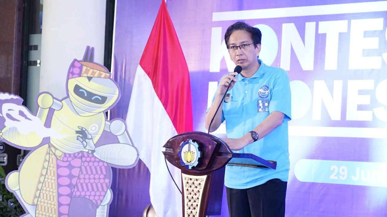 Rektor ITS Prof Dr Ir Mochamad Ashari MEng IPU AEng menyampaikan sambutan pada pembukaan KRI 2022 sebagai tuan rumah