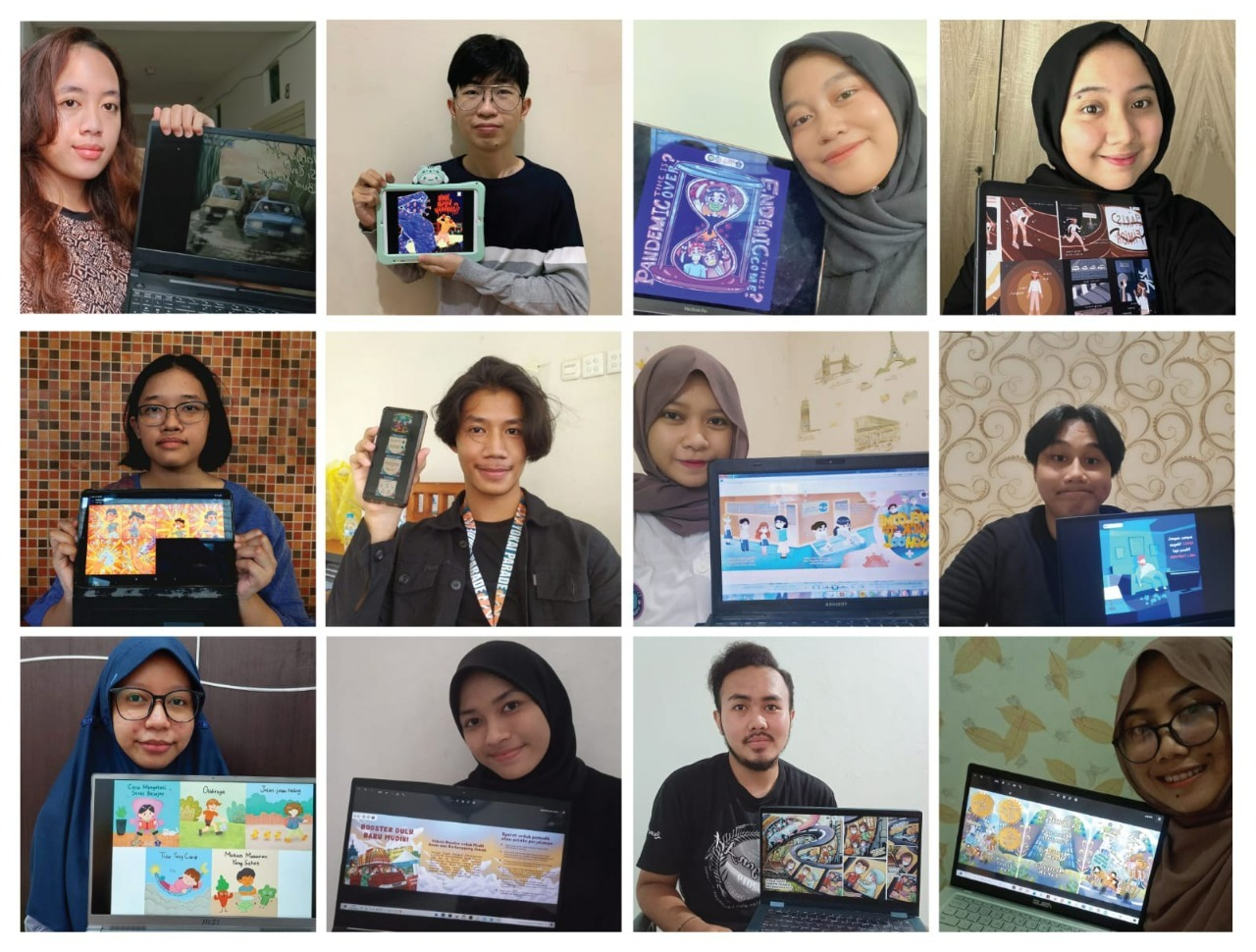 Mahasiswa Departemen DKV ITS dengan hasil karya masing-masing berupa Poster Ilustrasi dan Komik Digital