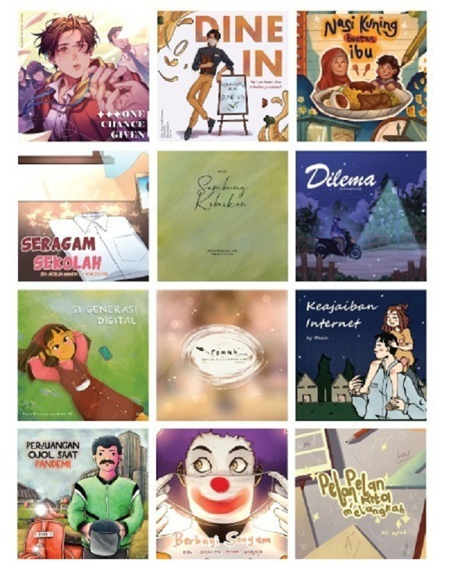 Some of the outputs of the Abmas Team in the form of poster illustrations and digital comics by the ITS DKV Department student